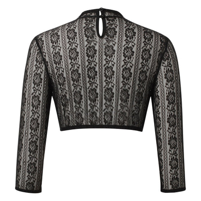 Oktoberfest Lace Dirndl Blouse Bavarian Top - Black