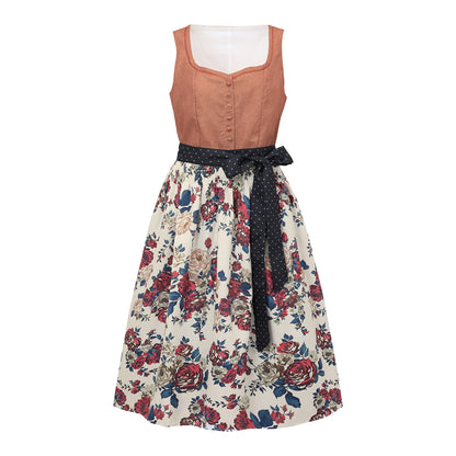 Oktoberfest Women's Pink Dirndl Dress with Polka Dot Apron