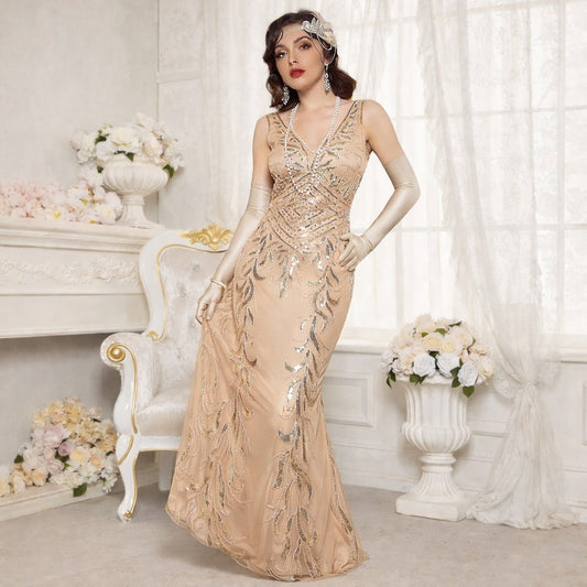 Allover Sequin Mermaid Maxi Evening Gown