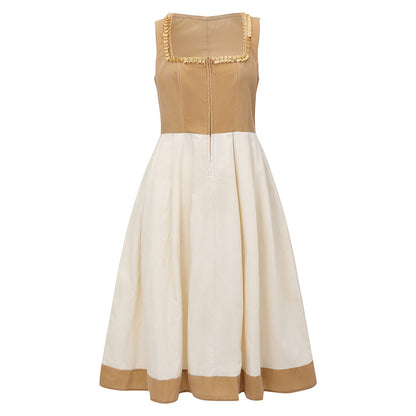 Oktoberfest Khaki Leopard Print Dirndl Dress
