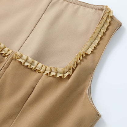 Oktoberfest Khaki Leopard Print Dirndl Dress
