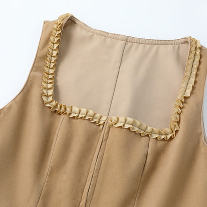 Oktoberfest Khaki Leopard Print Dirndl Dress