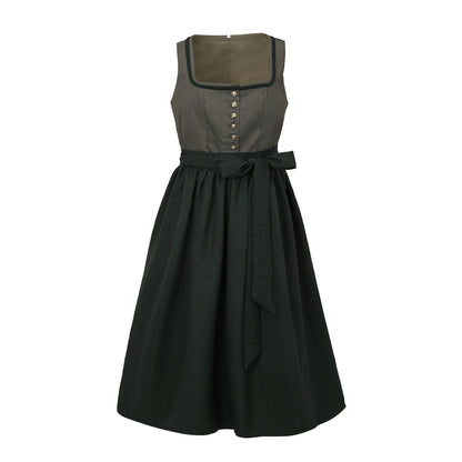 Oktoberfest Grey Traditional Dirndl Dress with Apron