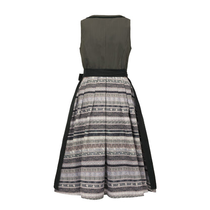 Oktoberfest Grey Traditional Dirndl Dress with Apron