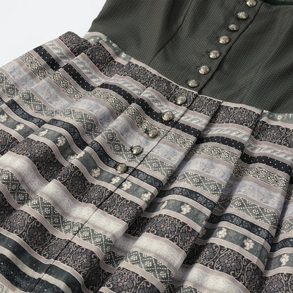 Oktoberfest Grey Traditional Dirndl Dress with Apron
