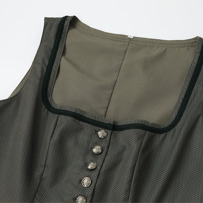 Oktoberfest Grey Traditional Dirndl Dress with Apron