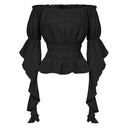 Renaissance Style Ruffle Sleeve Off Shoulder Peplum Blouse - Retrorobe