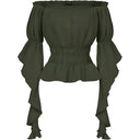 Renaissance Style Ruffle Sleeve Off Shoulder Peplum Blouse - Retrorobe