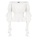 Renaissance Style Ruffle Sleeve Off Shoulder Peplum Blouse - Retrorobe