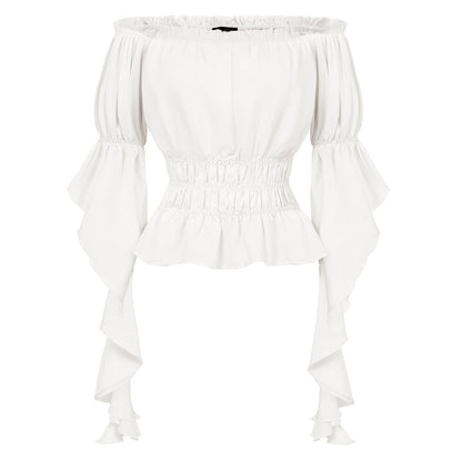 Renaissance Style Ruffle Sleeve Off Shoulder Peplum Blouse