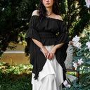 Renaissance Style Ruffle Sleeve Off Shoulder Peplum Blouse - Retrorobe