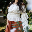 Renaissance Style Ruffle Sleeve Off Shoulder Peplum Blouse - Retrorobe