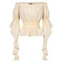 Renaissance Style Ruffle Sleeve Off Shoulder Peplum Blouse - Retrorobe