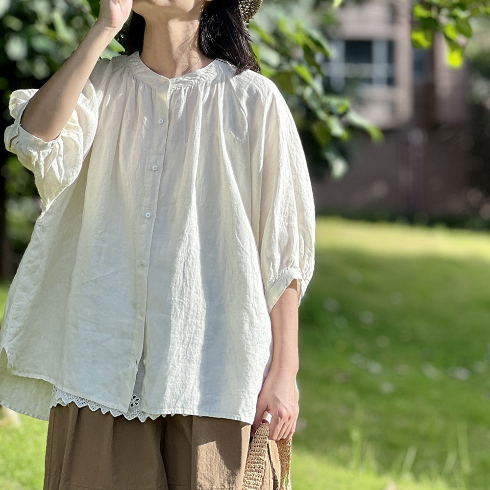 Medieval Renaissance Style Linen Blouse - Retrorobe
