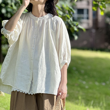 Medieval Renaissance Style Linen Blouse - Retrorobe