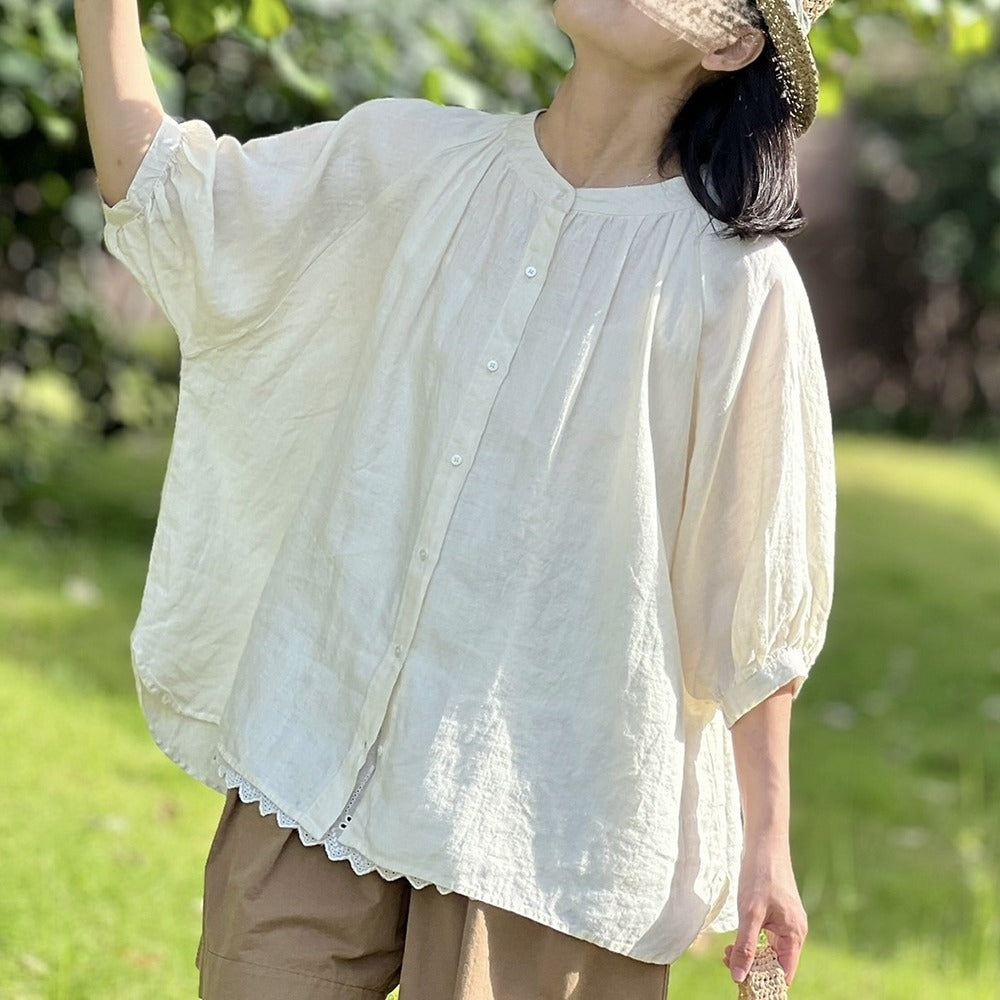 Medieval Renaissance Style Linen Blouse - Retrorobe