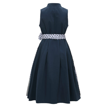 Oktoberfest Blue Vintage Dirndl Dress with Apron