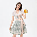 Oktoberfest Green Dirndl Dress with Blouse and Lace Apron - Retrorobe