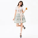 Oktoberfest Green Dirndl Dress with Blouse and Lace Apron - Retrorobe