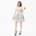 Oktoberfest Green Dirndl Dress with Blouse and Lace Apron - Retrorobe