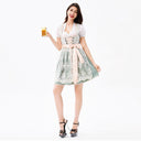 Oktoberfest Green Dirndl Dress with Blouse and Lace Apron - Retrorobe