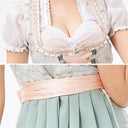 Oktoberfest Green Dirndl Dress with Blouse and Lace Apron - Retrorobe