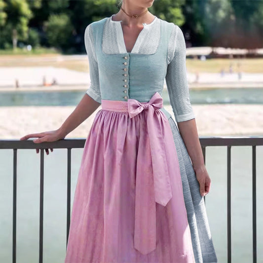 Oktoberfest Button-Up Dirndl with Long Apron