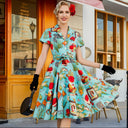Midikleid mit Tropenmuster