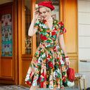 Tropical Print Charm Midi Dress