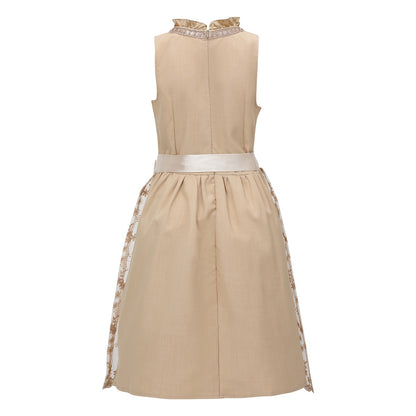 Oktoberfest Apricot Vintage Dirndl Dress with Apron