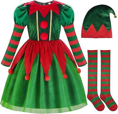 Girl's Santa's Little Helper Elf Costume