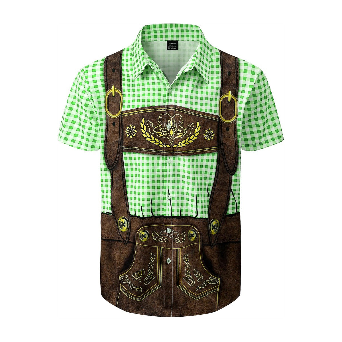 Kariertes Oktoberfest-Lederhosen-Grafikhemd für Herren