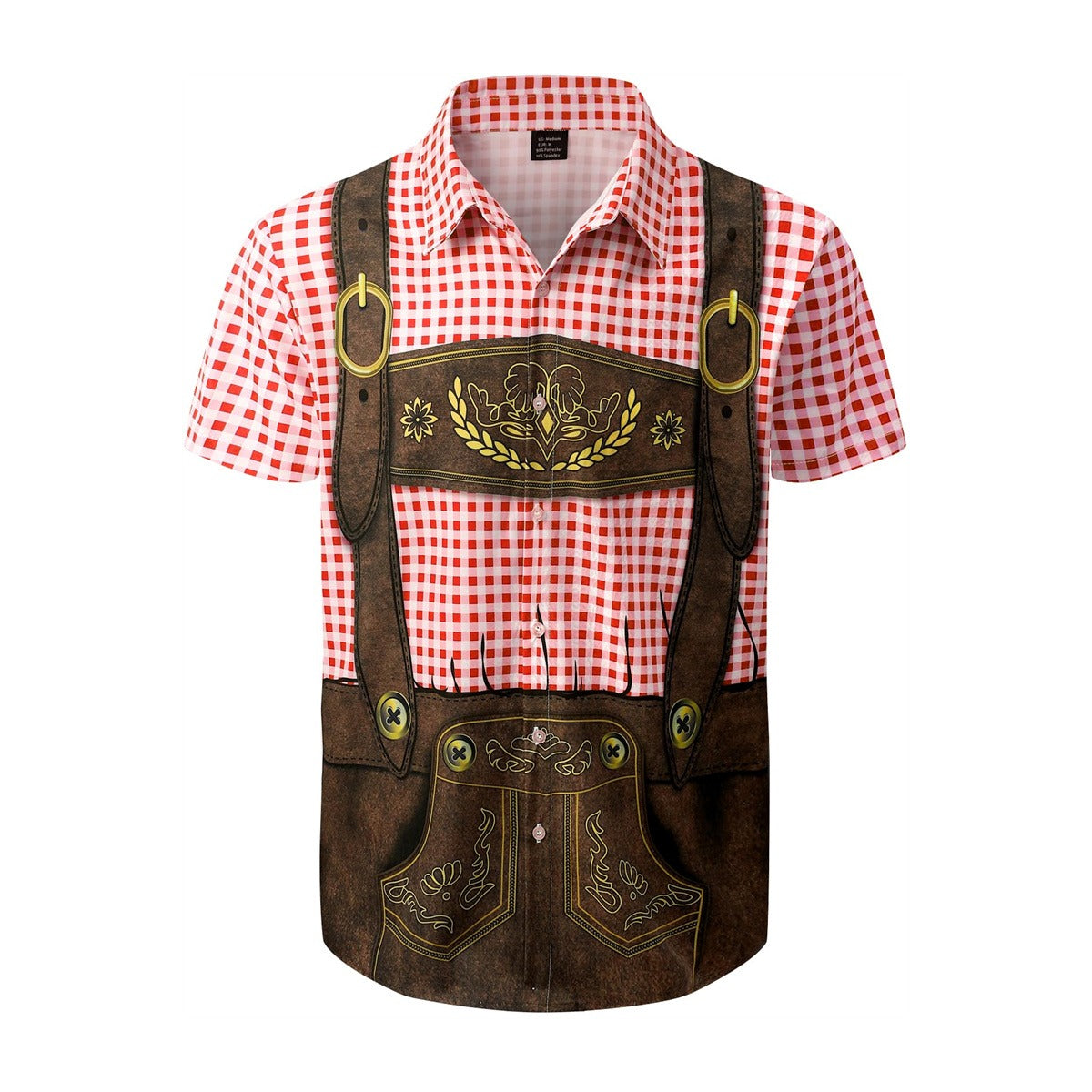 Kariertes Oktoberfest-Lederhosen-Grafikhemd für Herren
