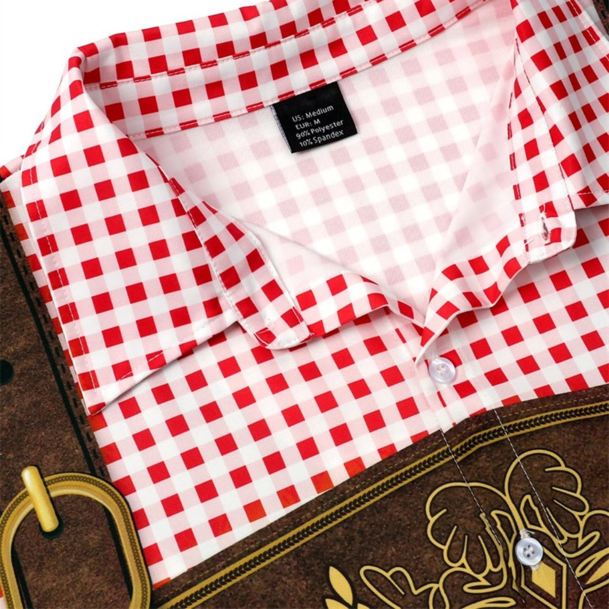 Kariertes Oktoberfest-Lederhosen-Grafikhemd für Herren