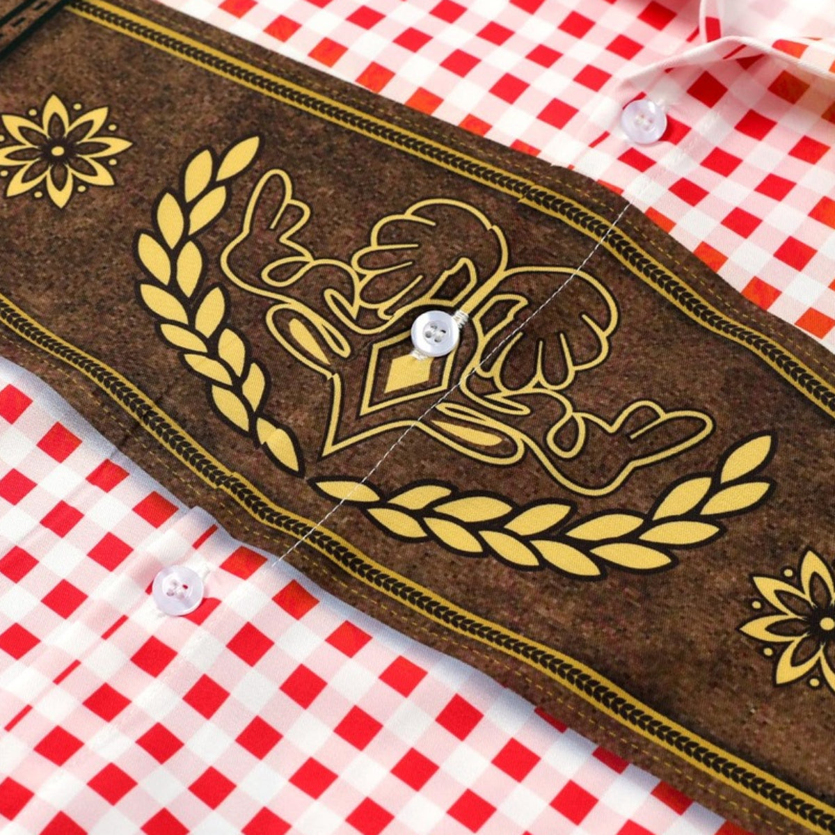 Kariertes Oktoberfest-Lederhosen-Grafikhemd für Herren