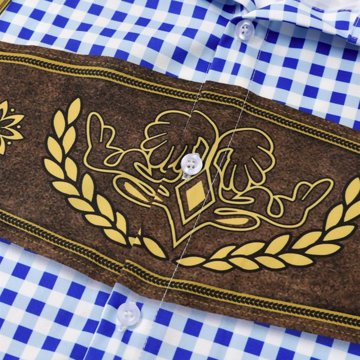 Kariertes Oktoberfest-Lederhosen-Grafikhemd für Herren