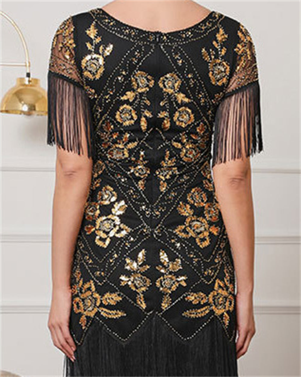 1920s Sequin Flapper Dress with Fringe