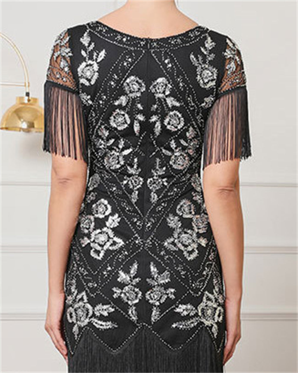 1920s Sequin Flapper Dress with Fringe