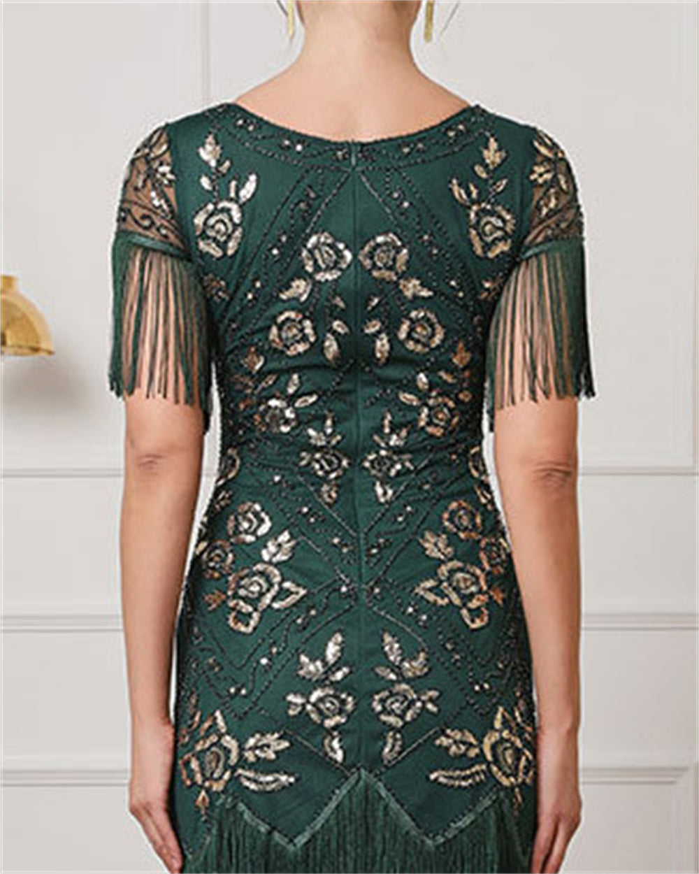 1920s Sequin Flapper Dress with Fringe
