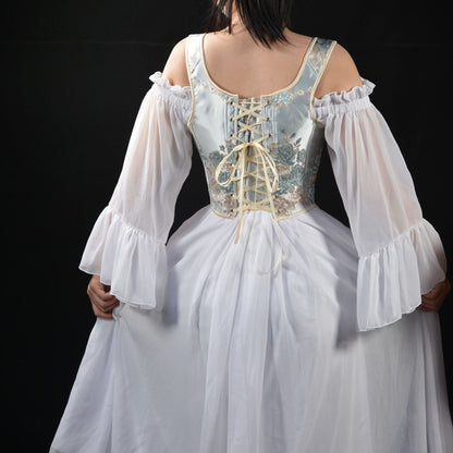 Renaissance Style Embroidered Corset Vest Bustie for Princess Look