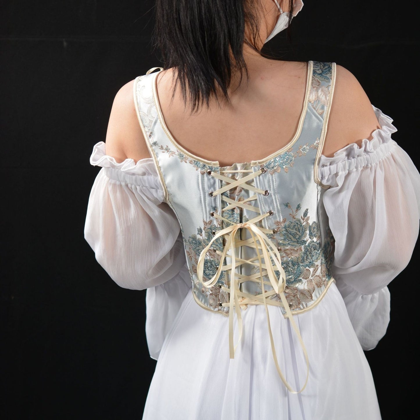 Renaissance Style Embroidered Corset Vest Bustie for Princess Look