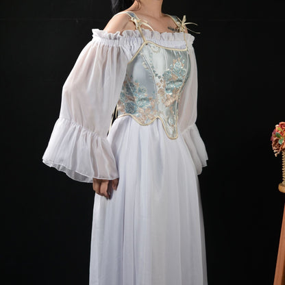 Renaissance Style Embroidered Corset Vest Bustie for Princess Look