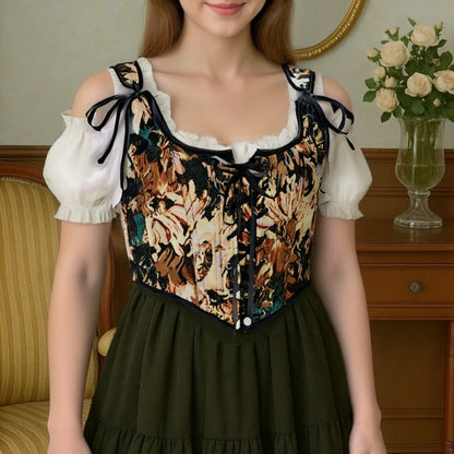 Renaissance Style Lace Design Corset Vest Bustier
