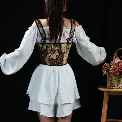 Retro Renaissance Style Lace Design Corset Vest Bustier