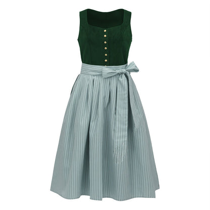 Oktoberfest Women's Deep Green Dirndl Dress with Apron