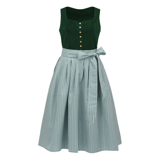 Oktoberfest Women's Deep Green Dirndl Dress with Apron