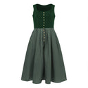 Oktoberfest Women's Deep Green Dirndl Dress with Apron - Retrorobe