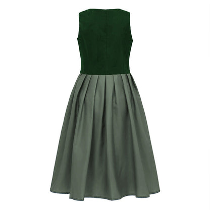 Oktoberfest Women's Deep Green Dirndl Dress with Apron
