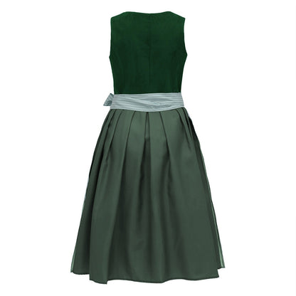 Oktoberfest Women's Deep Green Dirndl Dress with Apron