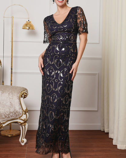 Art Deco Sequin Maxi Gown